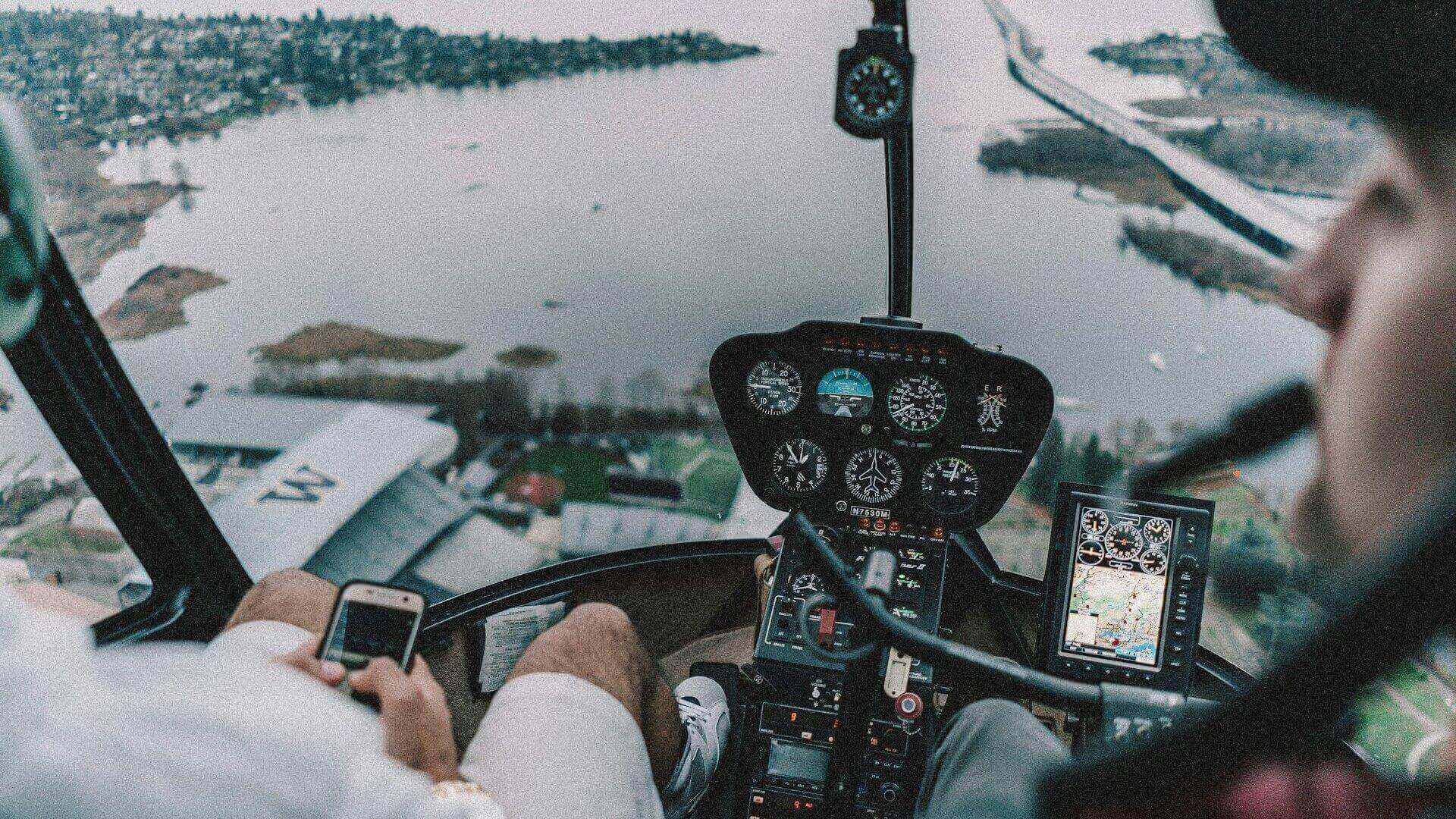 widok z helikoptera, lot